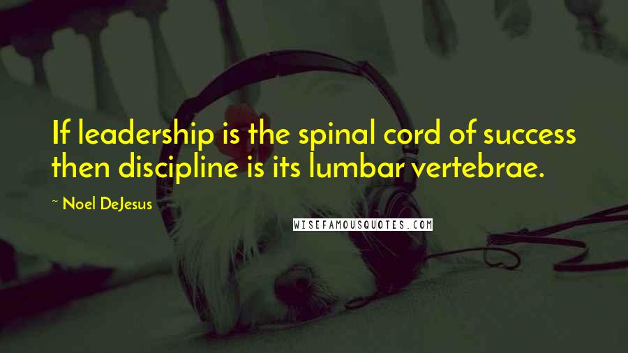 Noel DeJesus Quotes: If leadership is the spinal cord of success then discipline is its lumbar vertebrae.