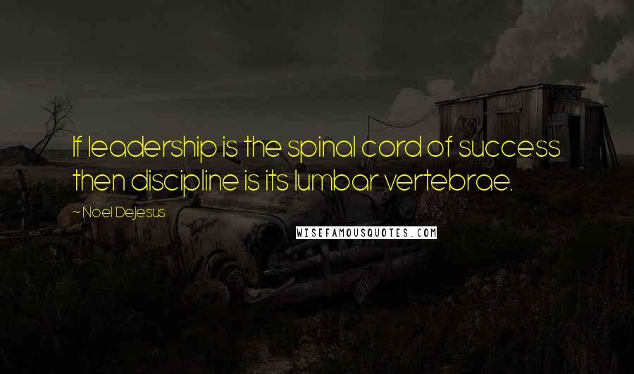 Noel DeJesus Quotes: If leadership is the spinal cord of success then discipline is its lumbar vertebrae.