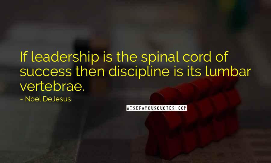 Noel DeJesus Quotes: If leadership is the spinal cord of success then discipline is its lumbar vertebrae.