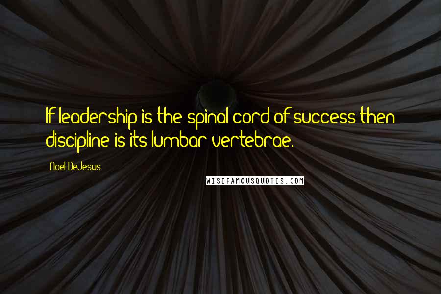 Noel DeJesus Quotes: If leadership is the spinal cord of success then discipline is its lumbar vertebrae.