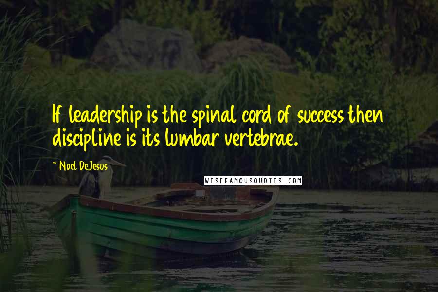 Noel DeJesus Quotes: If leadership is the spinal cord of success then discipline is its lumbar vertebrae.