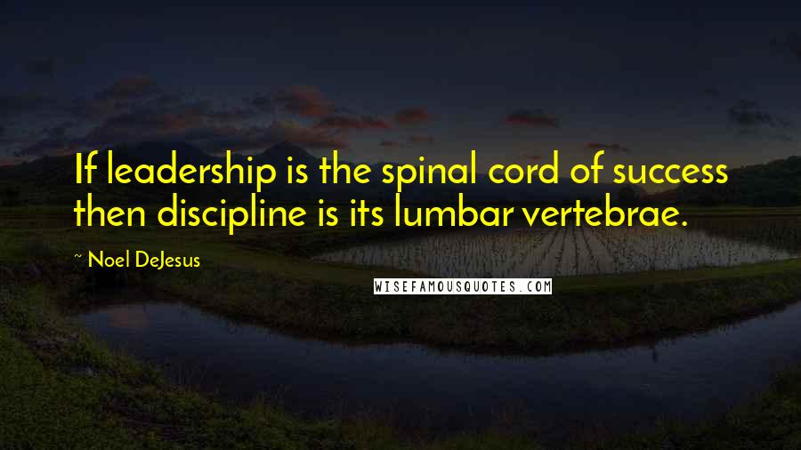 Noel DeJesus Quotes: If leadership is the spinal cord of success then discipline is its lumbar vertebrae.