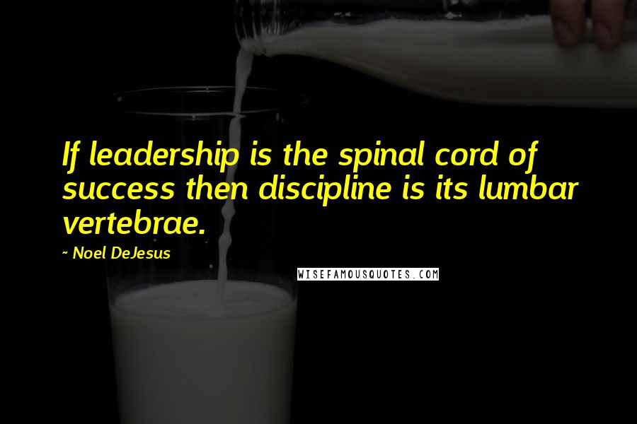 Noel DeJesus Quotes: If leadership is the spinal cord of success then discipline is its lumbar vertebrae.