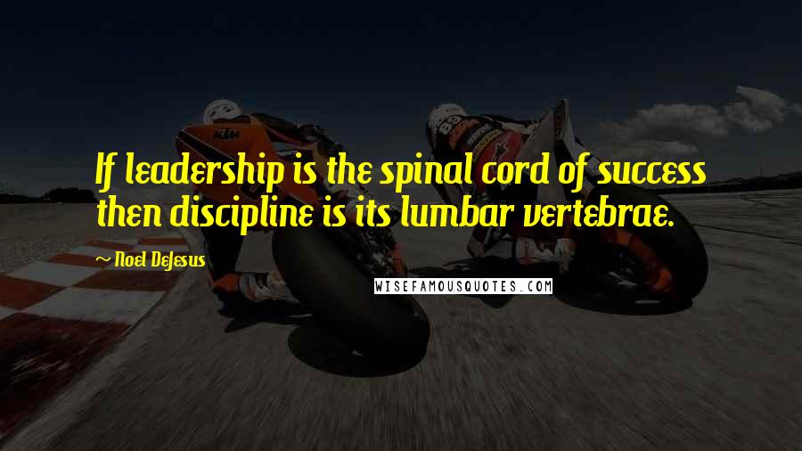 Noel DeJesus Quotes: If leadership is the spinal cord of success then discipline is its lumbar vertebrae.