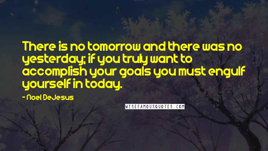 Noel DeJesus Quotes: There is no tomorrow and there was no yesterday; if you truly want to accomplish your goals you must engulf yourself in today.