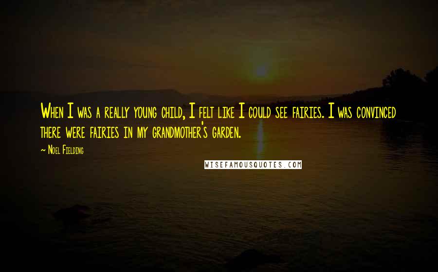 Noel Fielding Quotes: When I was a really young child, I felt like I could see fairies. I was convinced there were fairies in my grandmother's garden.