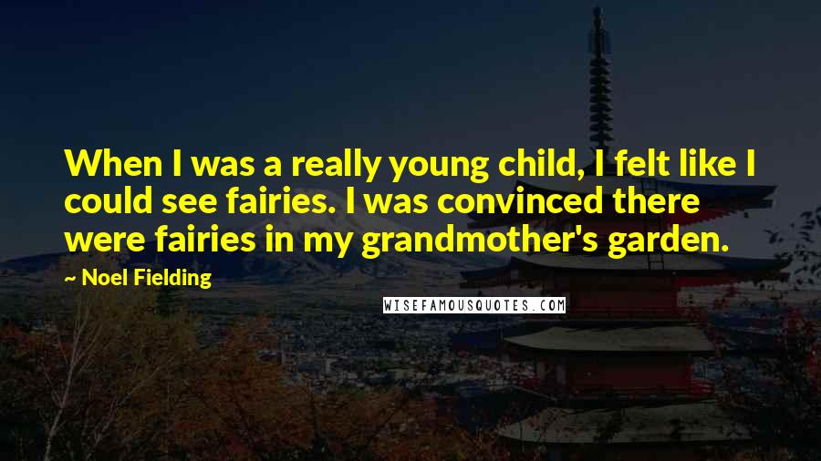 Noel Fielding Quotes: When I was a really young child, I felt like I could see fairies. I was convinced there were fairies in my grandmother's garden.