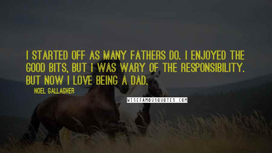 Noel Gallagher Quotes: I started off as many fathers do. I enjoyed the good bits, but I was wary of the responsibility. But now I love being a dad.