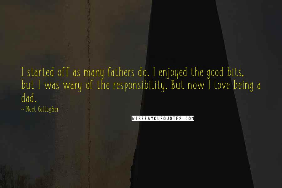 Noel Gallagher Quotes: I started off as many fathers do. I enjoyed the good bits, but I was wary of the responsibility. But now I love being a dad.