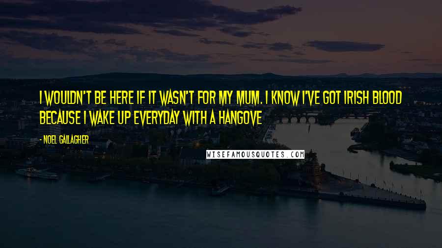 Noel Gallagher Quotes: I wouldn't be here if it wasn't for my Mum. I know I've got Irish blood because I wake up everyday with a hangove