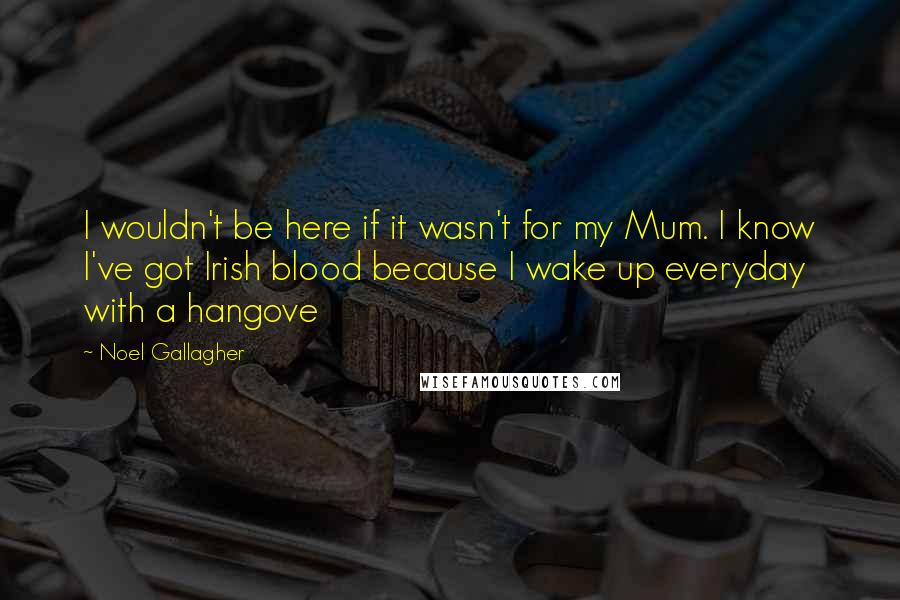 Noel Gallagher Quotes: I wouldn't be here if it wasn't for my Mum. I know I've got Irish blood because I wake up everyday with a hangove