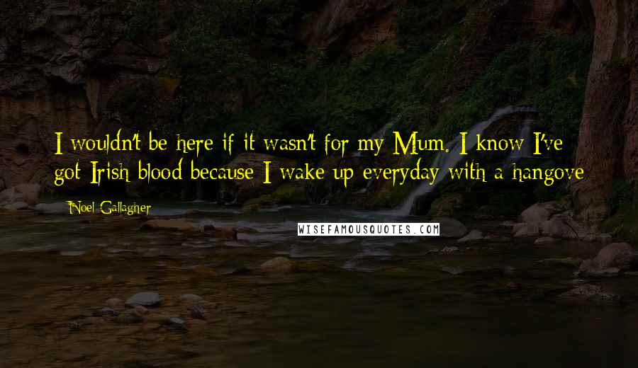 Noel Gallagher Quotes: I wouldn't be here if it wasn't for my Mum. I know I've got Irish blood because I wake up everyday with a hangove