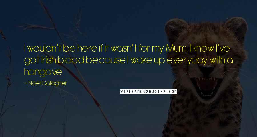 Noel Gallagher Quotes: I wouldn't be here if it wasn't for my Mum. I know I've got Irish blood because I wake up everyday with a hangove