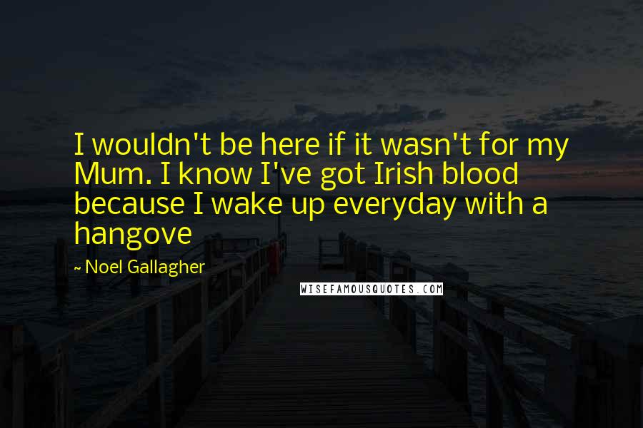 Noel Gallagher Quotes: I wouldn't be here if it wasn't for my Mum. I know I've got Irish blood because I wake up everyday with a hangove