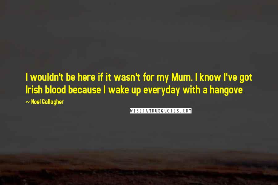 Noel Gallagher Quotes: I wouldn't be here if it wasn't for my Mum. I know I've got Irish blood because I wake up everyday with a hangove