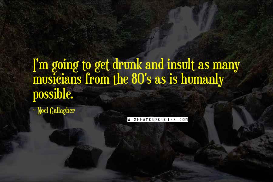 Noel Gallagher Quotes: I'm going to get drunk and insult as many musicians from the 80's as is humanly possible.