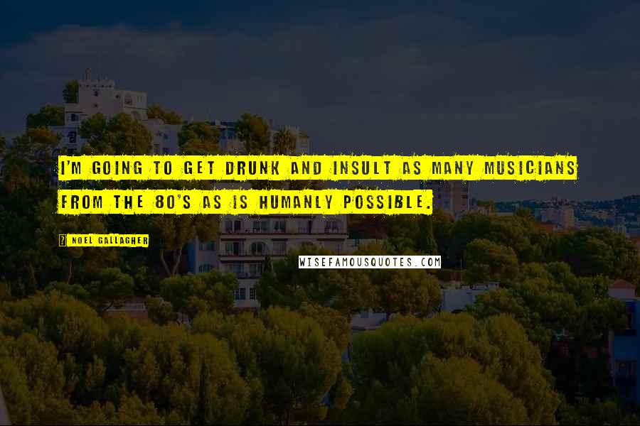 Noel Gallagher Quotes: I'm going to get drunk and insult as many musicians from the 80's as is humanly possible.