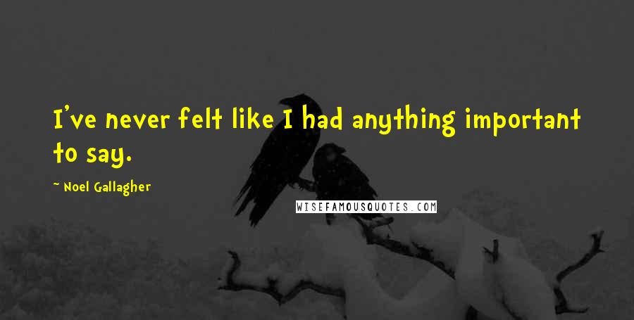 Noel Gallagher Quotes: I've never felt like I had anything important to say.