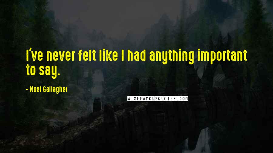 Noel Gallagher Quotes: I've never felt like I had anything important to say.
