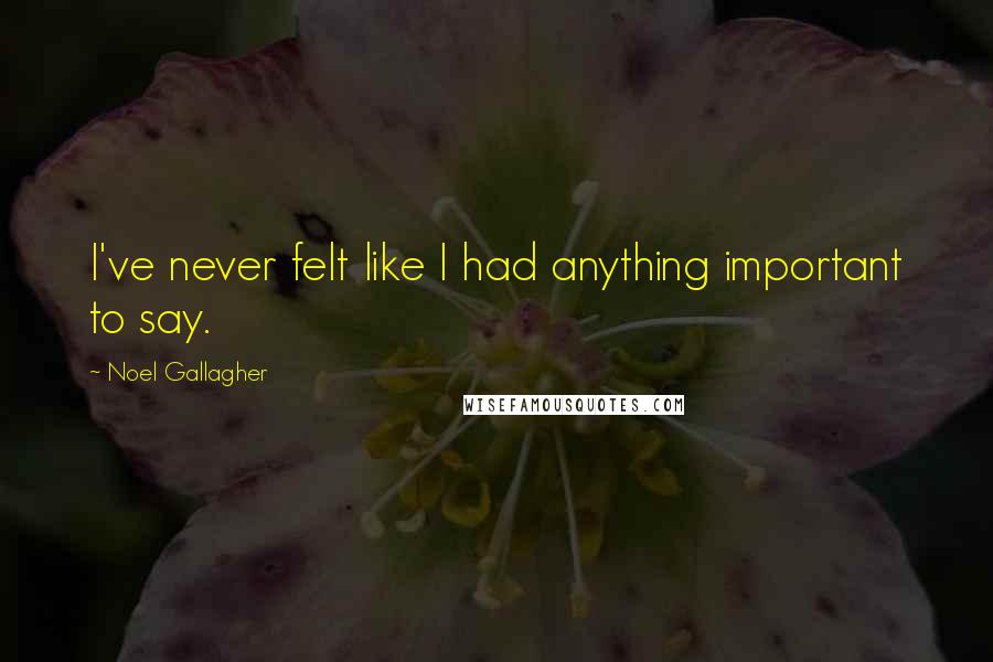 Noel Gallagher Quotes: I've never felt like I had anything important to say.