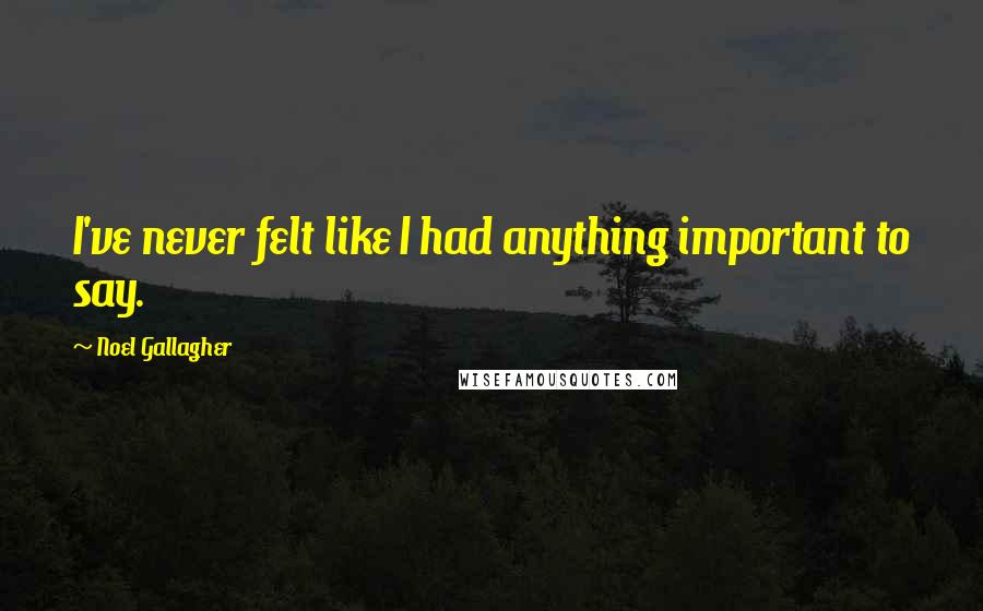 Noel Gallagher Quotes: I've never felt like I had anything important to say.