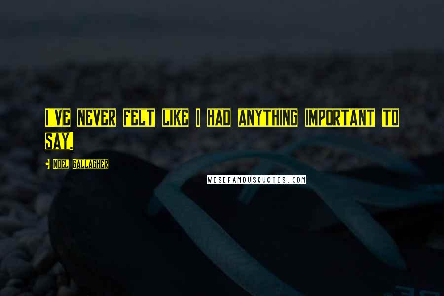 Noel Gallagher Quotes: I've never felt like I had anything important to say.