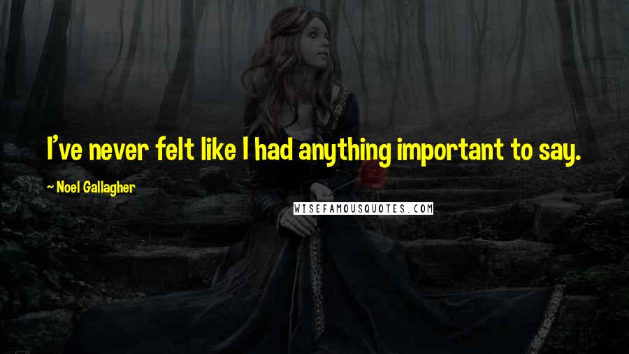 Noel Gallagher Quotes: I've never felt like I had anything important to say.