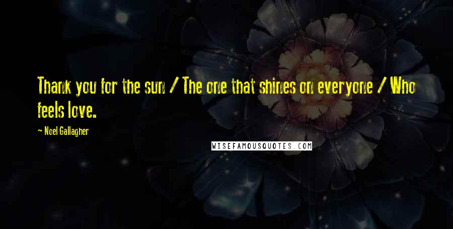 Noel Gallagher Quotes: Thank you for the sun / The one that shines on everyone / Who feels love.