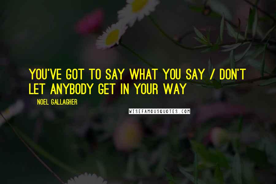 Noel Gallagher Quotes: You've got to say what you say / Don't let anybody get in your way
