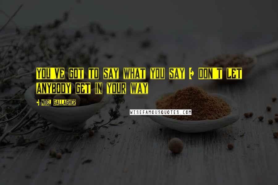 Noel Gallagher Quotes: You've got to say what you say / Don't let anybody get in your way
