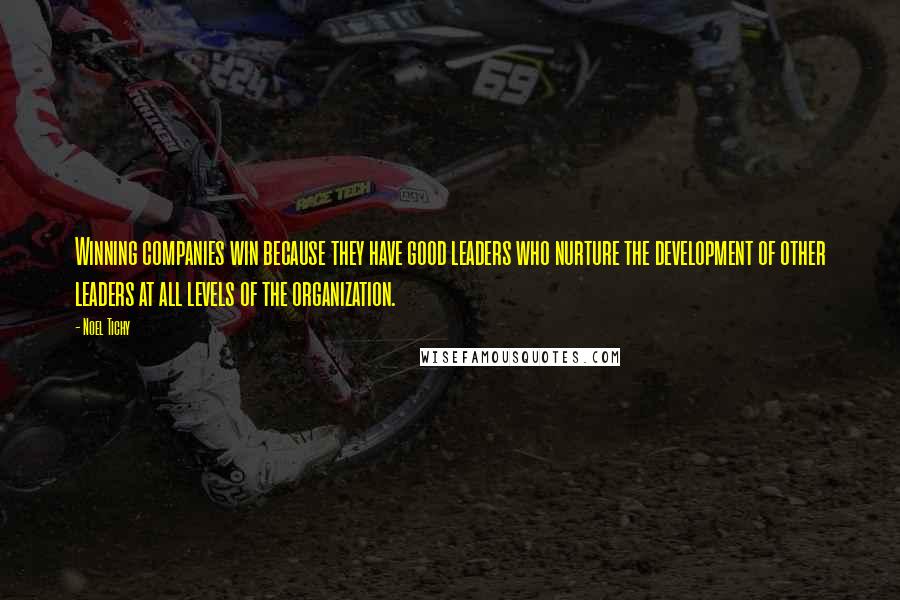 Noel Tichy Quotes: Winning companies win because they have good leaders who nurture the development of other leaders at all levels of the organization.