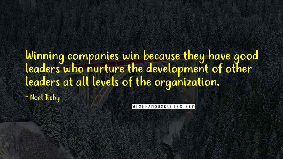 Noel Tichy Quotes: Winning companies win because they have good leaders who nurture the development of other leaders at all levels of the organization.