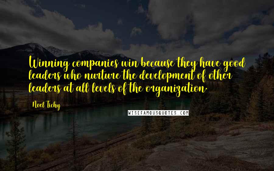 Noel Tichy Quotes: Winning companies win because they have good leaders who nurture the development of other leaders at all levels of the organization.