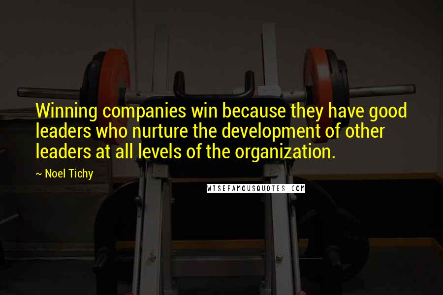 Noel Tichy Quotes: Winning companies win because they have good leaders who nurture the development of other leaders at all levels of the organization.