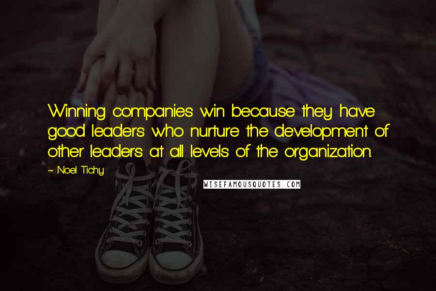 Noel Tichy Quotes: Winning companies win because they have good leaders who nurture the development of other leaders at all levels of the organization.