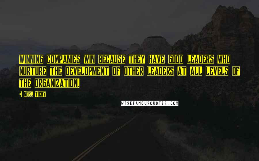 Noel Tichy Quotes: Winning companies win because they have good leaders who nurture the development of other leaders at all levels of the organization.
