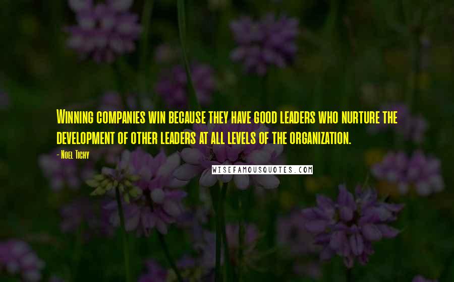Noel Tichy Quotes: Winning companies win because they have good leaders who nurture the development of other leaders at all levels of the organization.