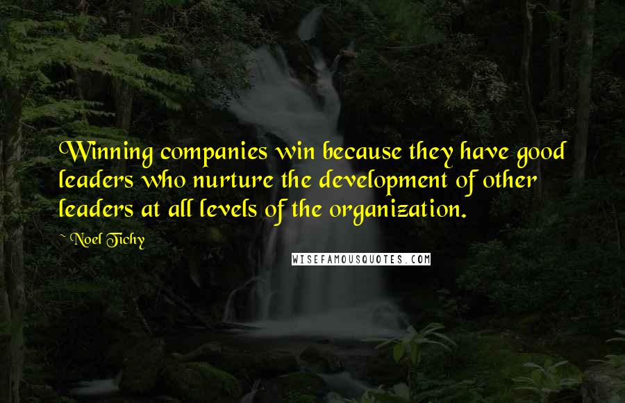 Noel Tichy Quotes: Winning companies win because they have good leaders who nurture the development of other leaders at all levels of the organization.