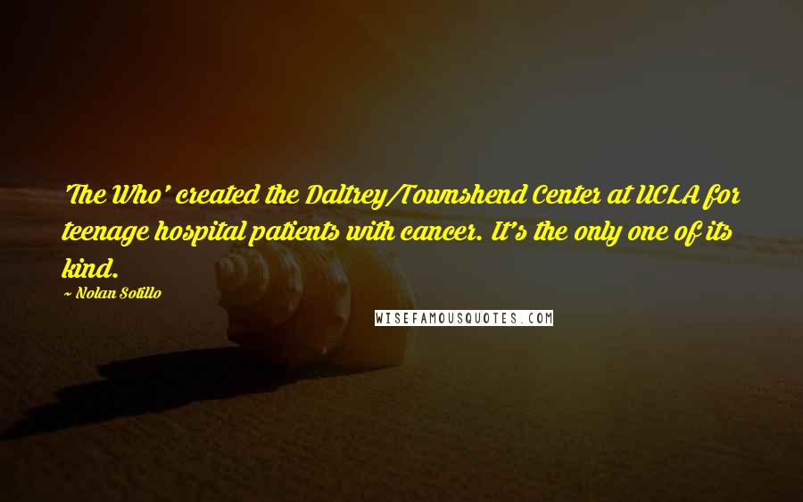 Nolan Sotillo Quotes: 'The Who' created the Daltrey/Townshend Center at UCLA for teenage hospital patients with cancer. It's the only one of its kind.