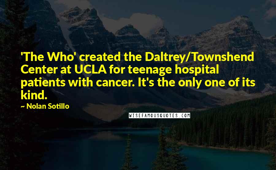 Nolan Sotillo Quotes: 'The Who' created the Daltrey/Townshend Center at UCLA for teenage hospital patients with cancer. It's the only one of its kind.