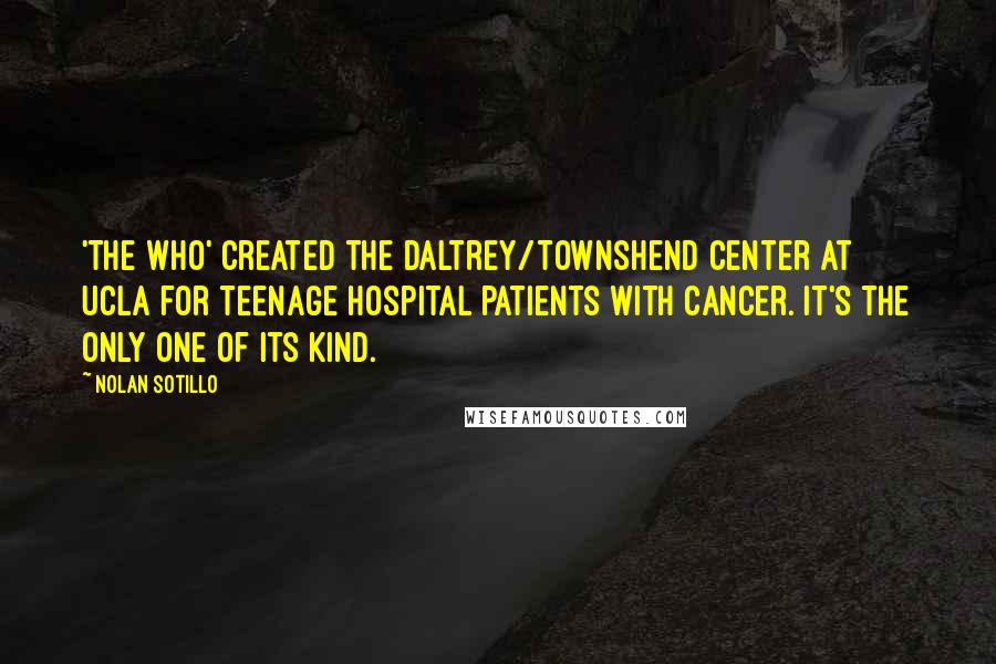 Nolan Sotillo Quotes: 'The Who' created the Daltrey/Townshend Center at UCLA for teenage hospital patients with cancer. It's the only one of its kind.