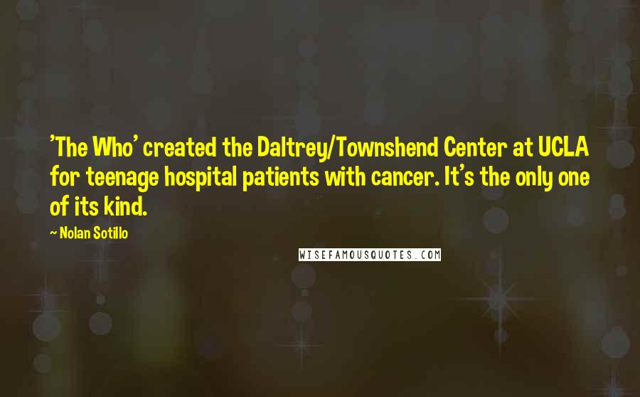 Nolan Sotillo Quotes: 'The Who' created the Daltrey/Townshend Center at UCLA for teenage hospital patients with cancer. It's the only one of its kind.