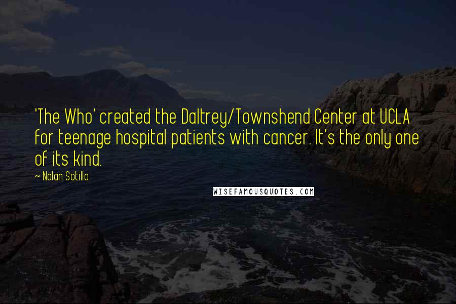 Nolan Sotillo Quotes: 'The Who' created the Daltrey/Townshend Center at UCLA for teenage hospital patients with cancer. It's the only one of its kind.