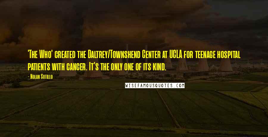 Nolan Sotillo Quotes: 'The Who' created the Daltrey/Townshend Center at UCLA for teenage hospital patients with cancer. It's the only one of its kind.