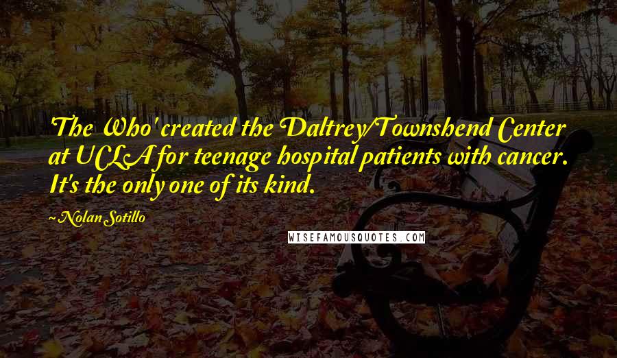 Nolan Sotillo Quotes: 'The Who' created the Daltrey/Townshend Center at UCLA for teenage hospital patients with cancer. It's the only one of its kind.