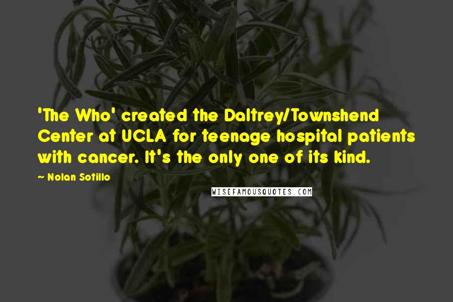 Nolan Sotillo Quotes: 'The Who' created the Daltrey/Townshend Center at UCLA for teenage hospital patients with cancer. It's the only one of its kind.