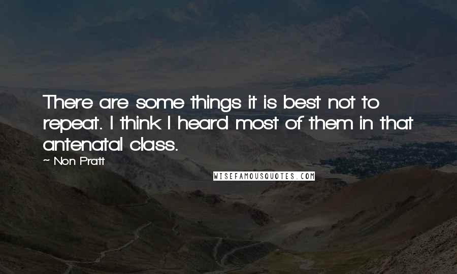 Non Pratt Quotes: There are some things it is best not to repeat. I think I heard most of them in that antenatal class.