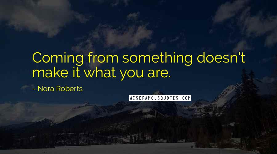 Nora Roberts Quotes: Coming from something doesn't make it what you are.