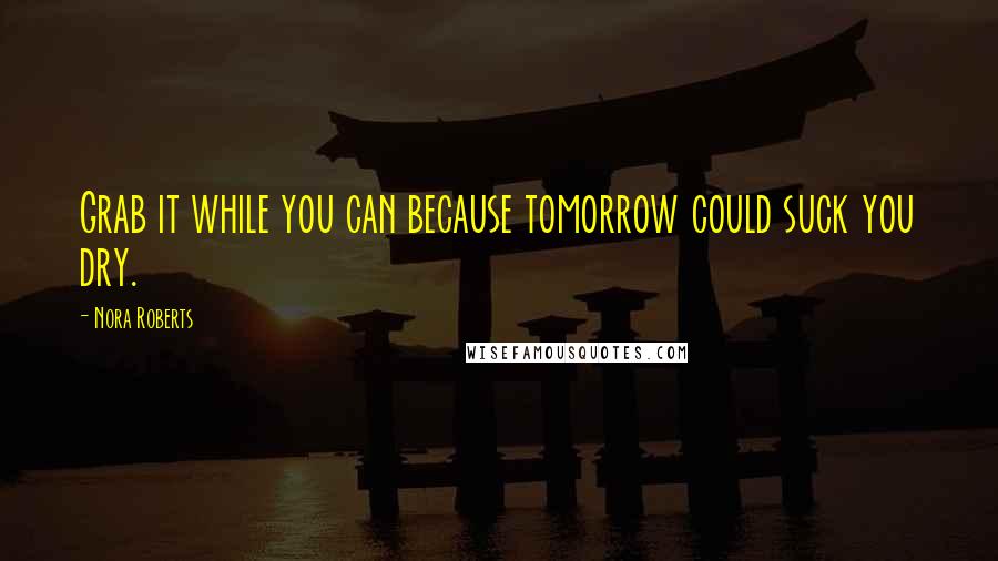 Nora Roberts Quotes: Grab it while you can because tomorrow could suck you dry.