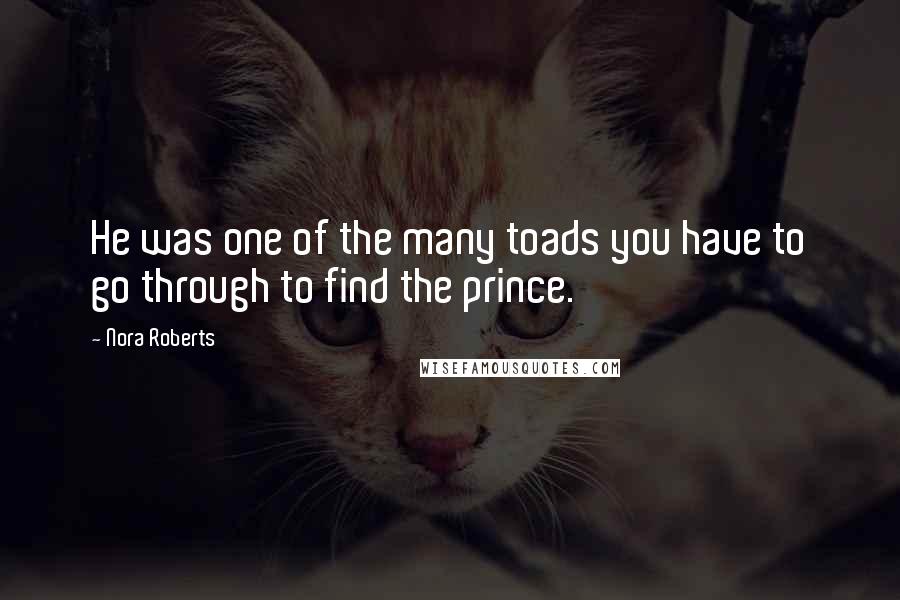 Nora Roberts Quotes: He was one of the many toads you have to go through to find the prince.